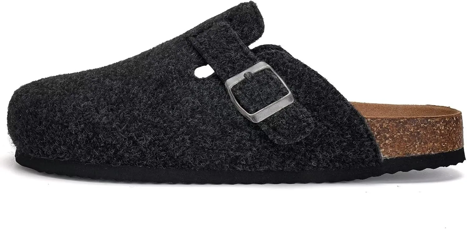 Torotto Womens Mens Clogs Cork Footbed Suede Slippers Arch Support Potato Shoes with Adjustable Buckle