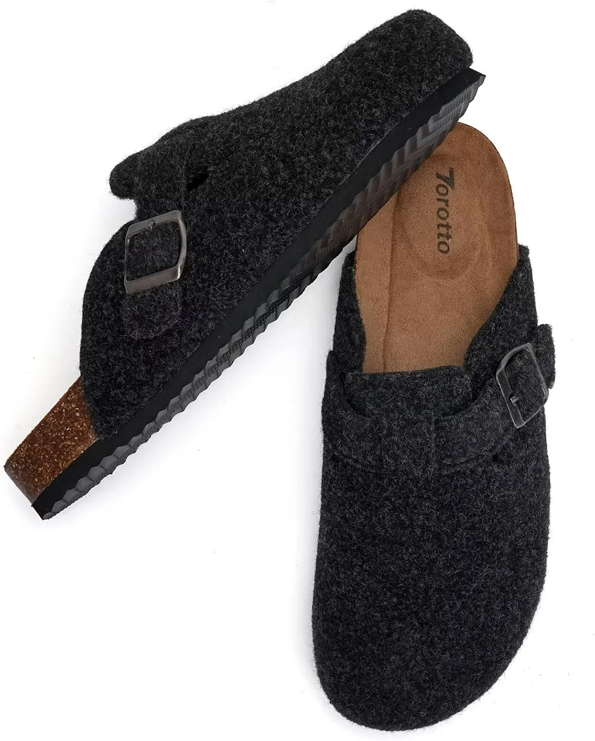 Torotto Womens Mens Clogs Cork Footbed Suede Slippers Arch Support Potato Shoes with Adjustable Buckle