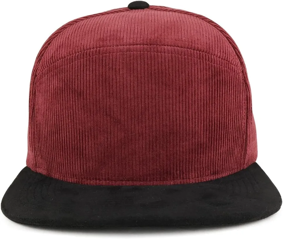 Trendy Apparel Shop Plain Corduroy Textured Suede Flat Bill Snapback Cap