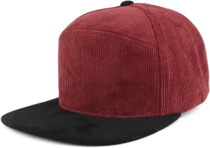 Trendy Apparel Shop Plain Corduroy Textured Suede Flat Bill Snapback Cap