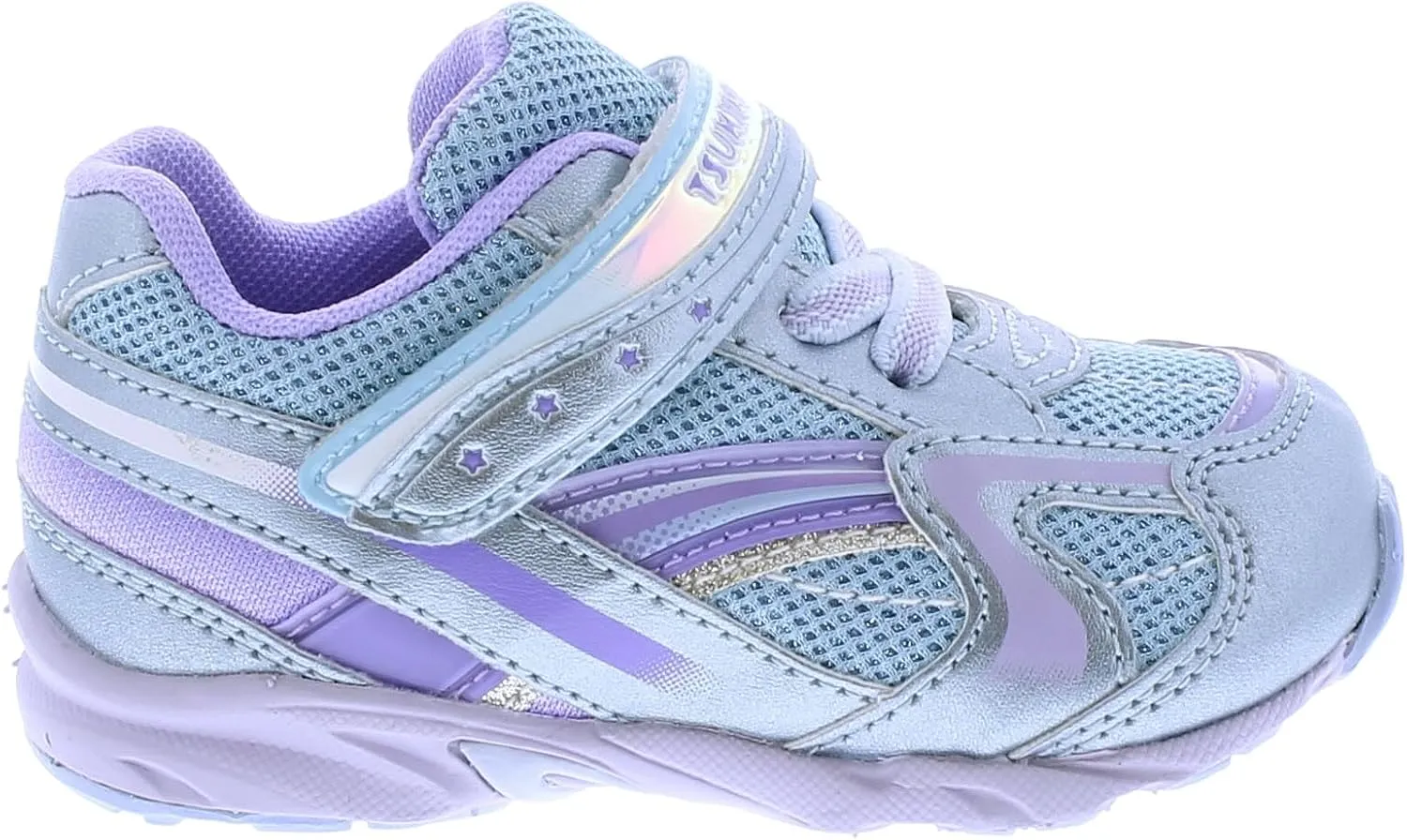 TSUKIHOSHI 3537 GLITZ Strap-Closure Machine-Washable Child Sneaker Shoe with Wide Toe Box and Slip-Resistant, Non-Marking Outsole - For Toddlers and Little Kids, Ages 1-8