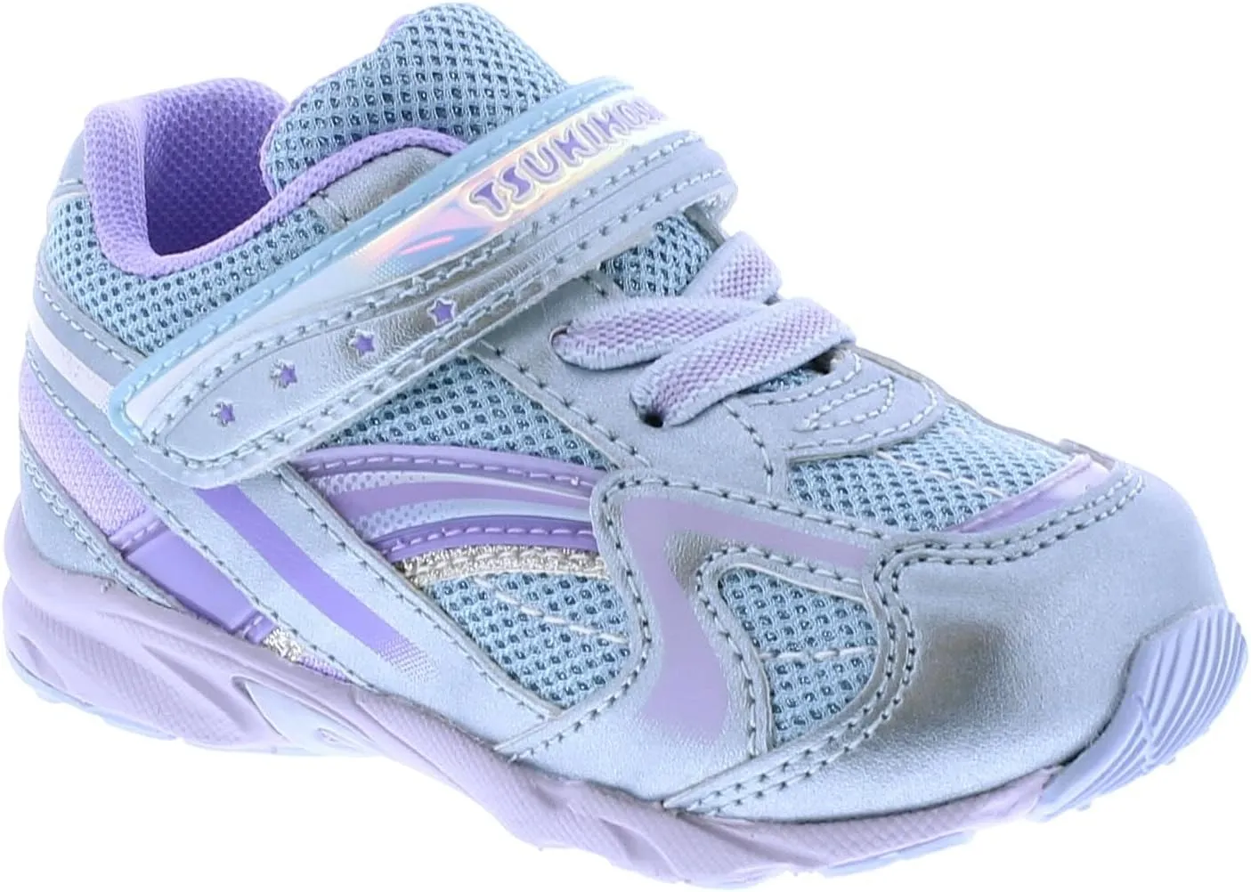 TSUKIHOSHI 3537 GLITZ Strap-Closure Machine-Washable Child Sneaker Shoe with Wide Toe Box and Slip-Resistant, Non-Marking Outsole - For Toddlers and Little Kids, Ages 1-8
