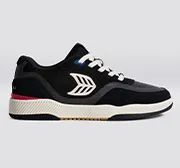 UBA PRO Black Suede and Mesh Ivory Logo Red Sneaker