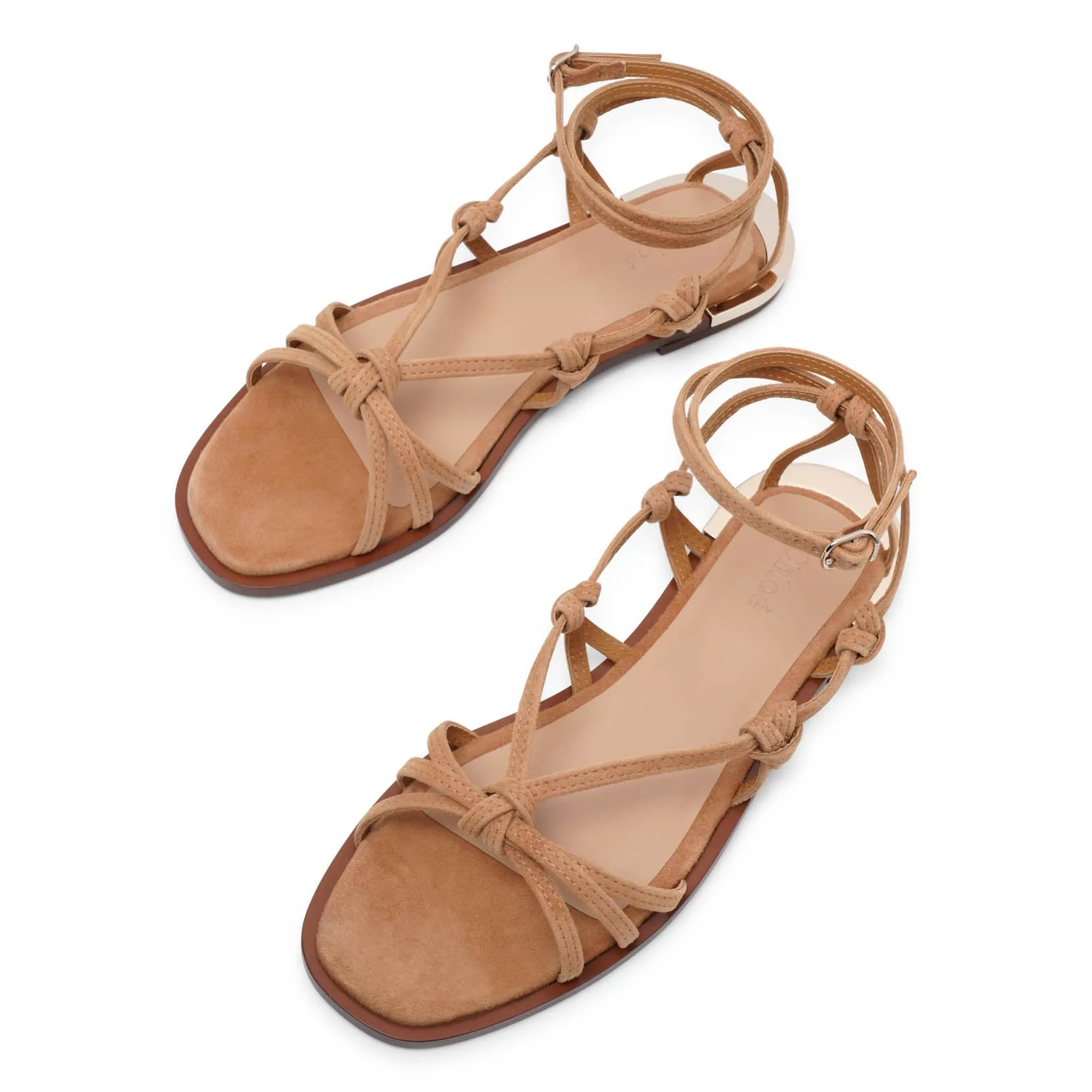 Uma beige suede flat sandals