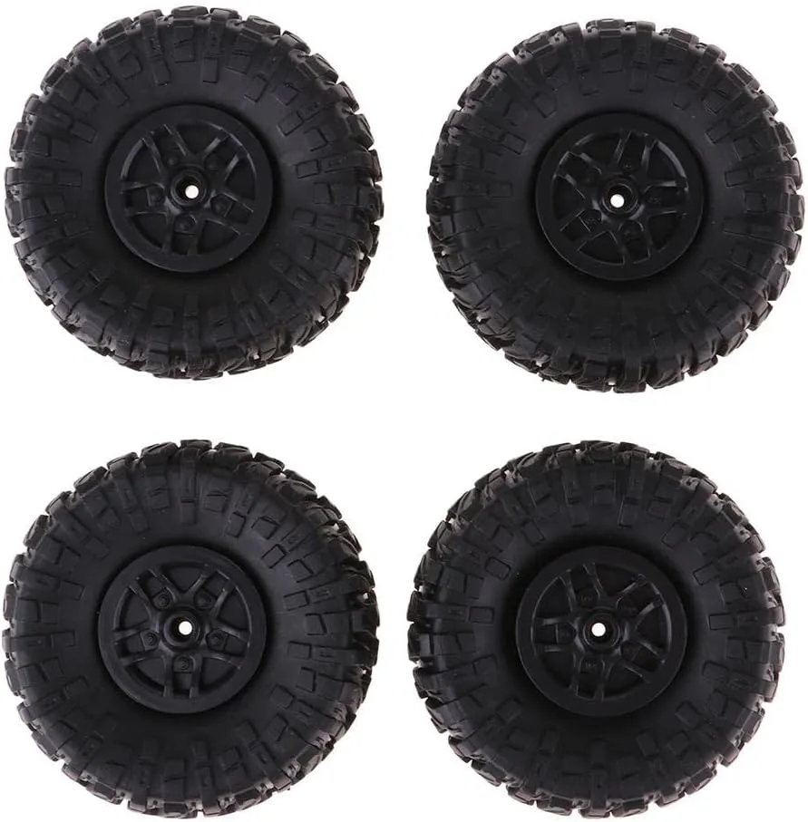 Upgrade Your RC Experience with 4pcs Black RC 1:12 Car Rubber Wheel Rim & Tyre Tires Rubber Tires for HSP RC Race Cars and 1/12 Scale On-Road Cars for Racing, Tracks, and