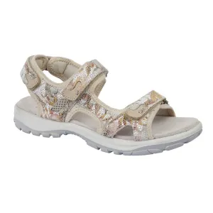Urban Jacks Mandy Women's Leather Sporty 3 Strap Sandal Beige Multi