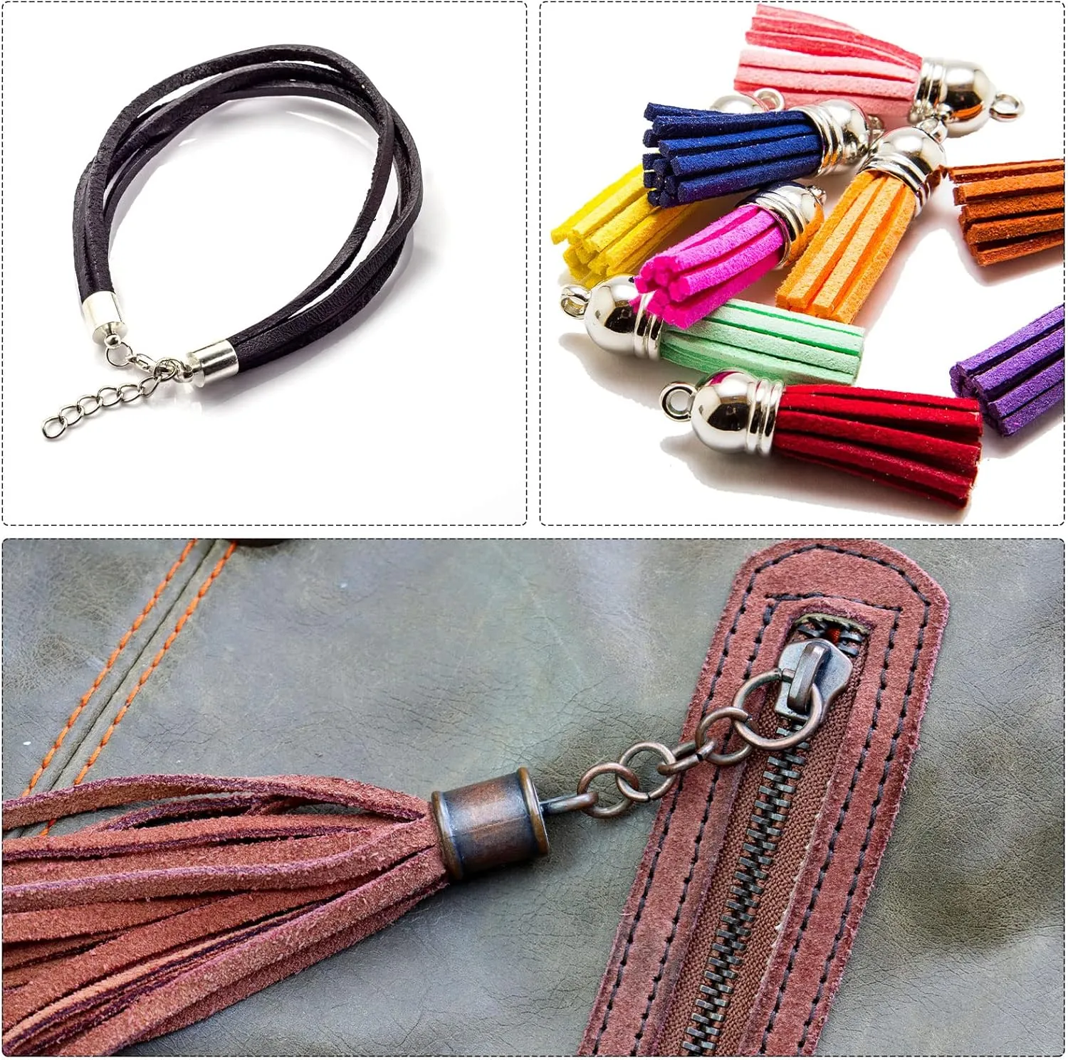 uxcell Suede Cord, 5.47 Yards 5mm Flat Leather Thread String for Purse Handbag Shoelace DIY Crafts Bracelet Making, Dark Gray 5Pcs