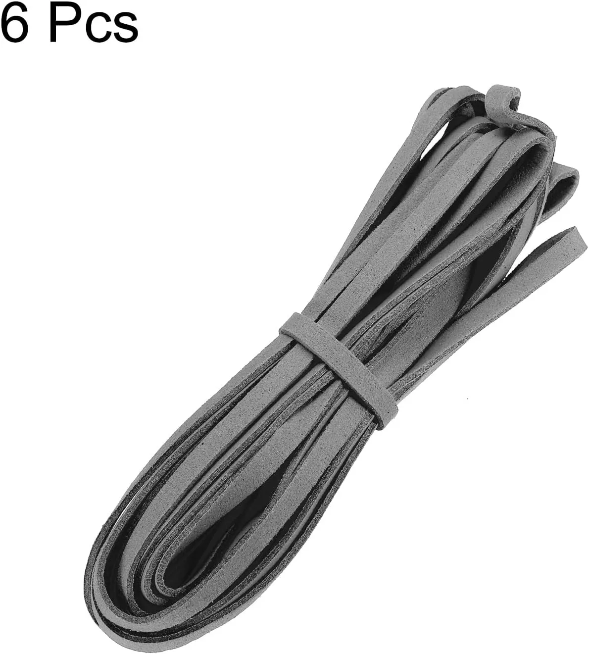 uxcell Suede Cord, 5.47 Yards 5mm Flat Leather Thread String for Purse Handbag Shoelace DIY Crafts Bracelet Making, Dark Gray 5Pcs
