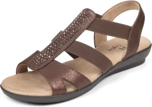 VJH confort Women's Comfort Flat Sandals Summer,with Rhinestone Open Toe Elastic Slip On Slingback Casual Walking Low Heele Sandals
