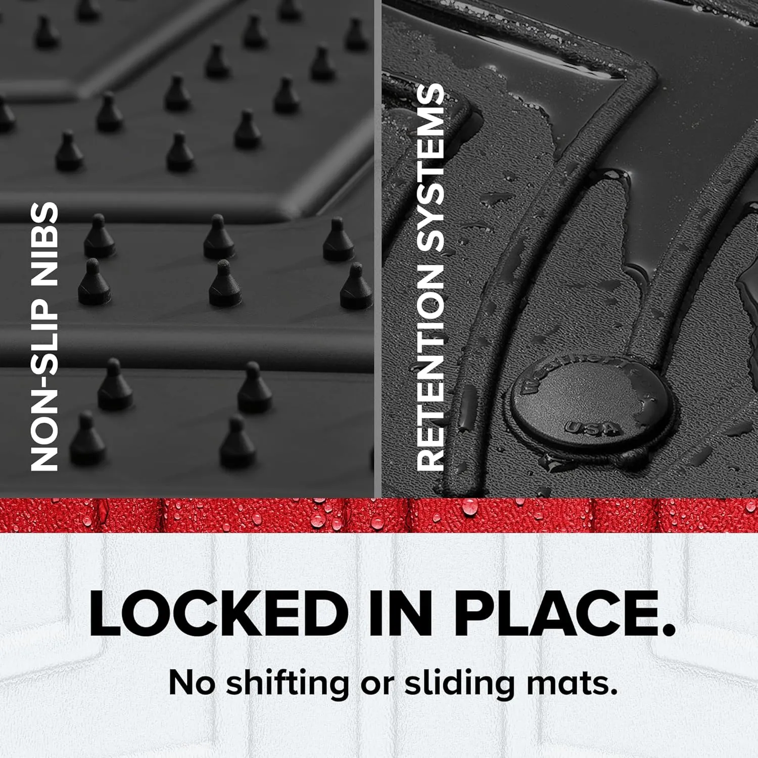 WeatherTech FloorLiner HP Custom Fit Floor Mats for Ford Super Duty (SuperCrew, Bucket Seats) 1st & 2nd Row (441012-1-2IM) W/Fold Flat Storage, Black