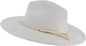 Women Men Wide Brim Suede Tassel Top Hat Party Wedding Fedora Hat Jazz Felt Gentleman Panama Cap
