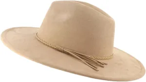 Women Men Wide Brim Suede Tassel Top Hat Party Wedding Fedora Hat Jazz Felt Gentleman Panama Cap