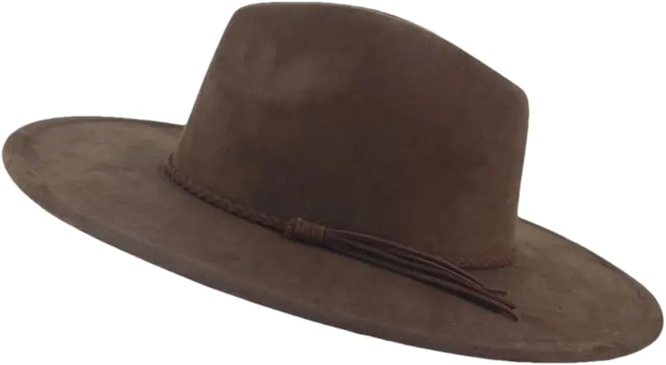 Women Men Wide Brim Suede Tassel Top Hat Party Wedding Fedora Hat Jazz Felt Gentleman Panama Cap