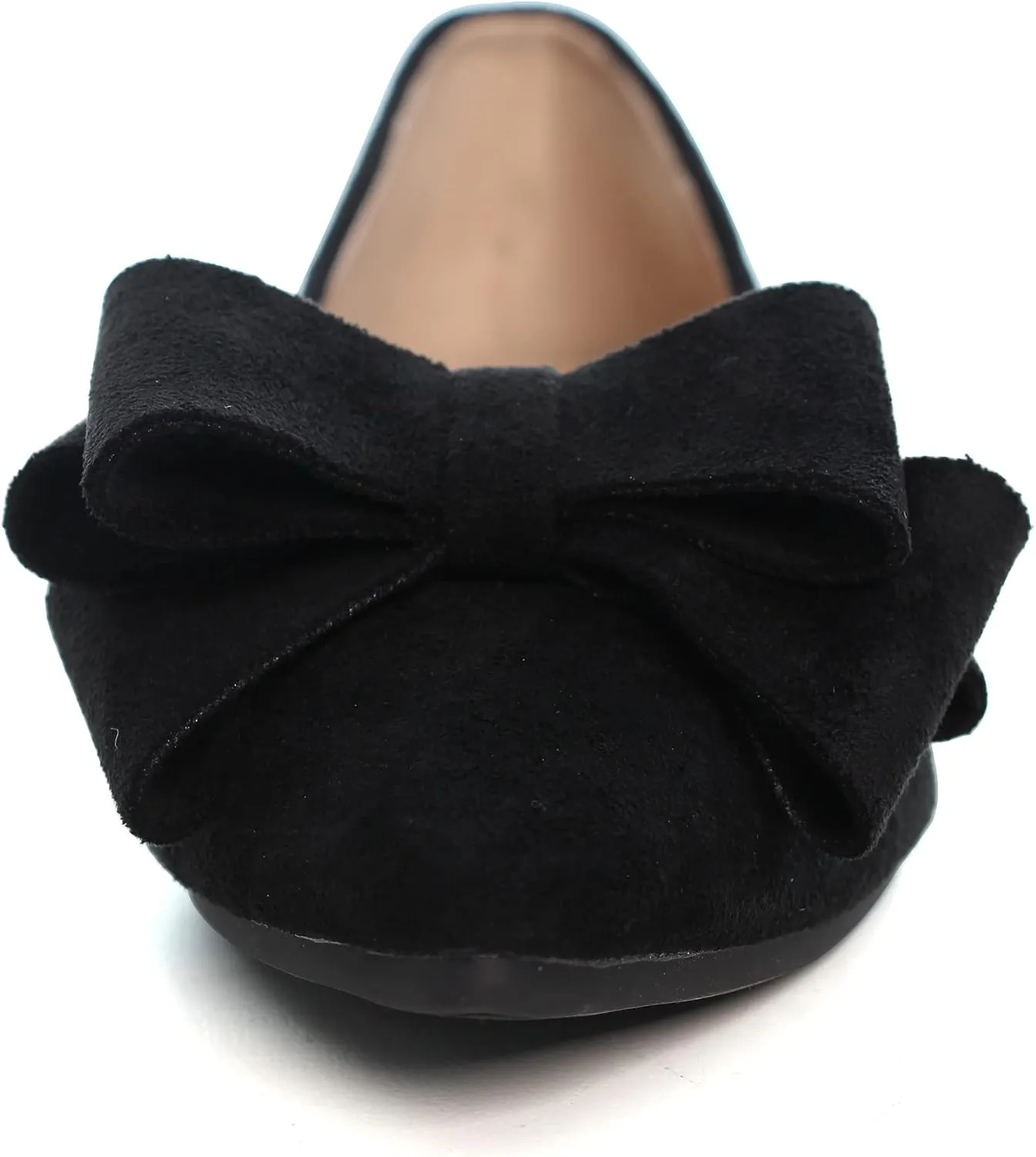 Women's Comfort Slip On Ballets, Faux Suede with Velvet Round Metal Buckle Casual Ballerina Loafers Elegant