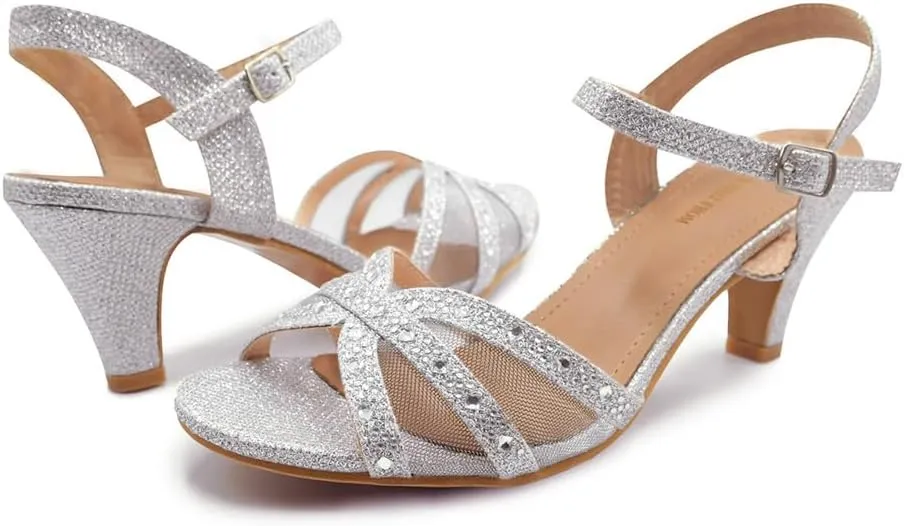 Womens Diamante High Heel Mules Ladies Bridal Wedding Shoes Evening Party Prom Occasion Heeled Strappy Sparkly Dress Sandals Ankle Strap Fashion Heels Shoes