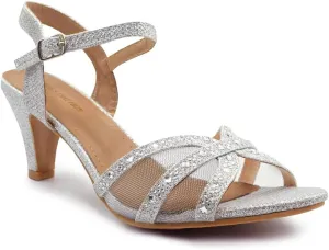 Womens Diamante High Heel Mules Ladies Bridal Wedding Shoes Evening Party Prom Occasion Heeled Strappy Sparkly Dress Sandals Ankle Strap Fashion Heels Shoes