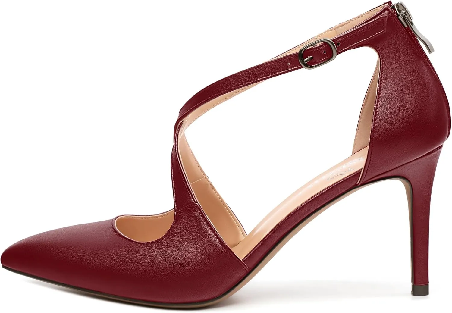 Womens High Heels Pointed Toe Pumps Crossed Strap Stilettos Cut Out Sandal Pumps Party Dress Shoes with Back Zipper