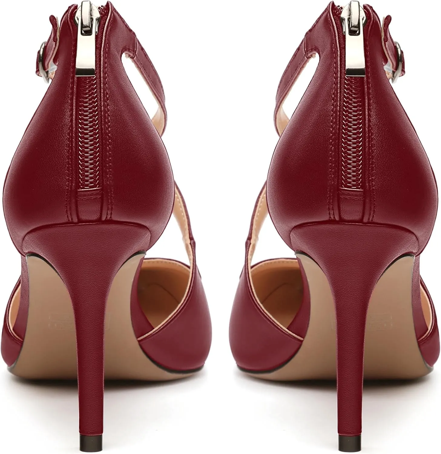 Womens High Heels Pointed Toe Pumps Crossed Strap Stilettos Cut Out Sandal Pumps Party Dress Shoes with Back Zipper