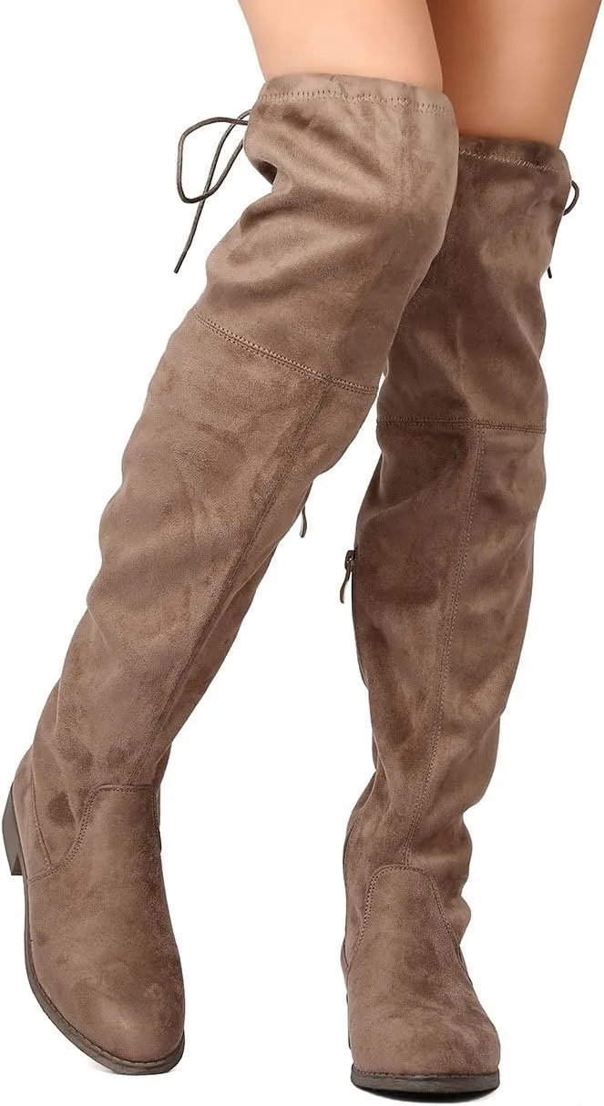 Women's Thigh High Flat Boots Stretchy Pull on Casual Boots by (TM)