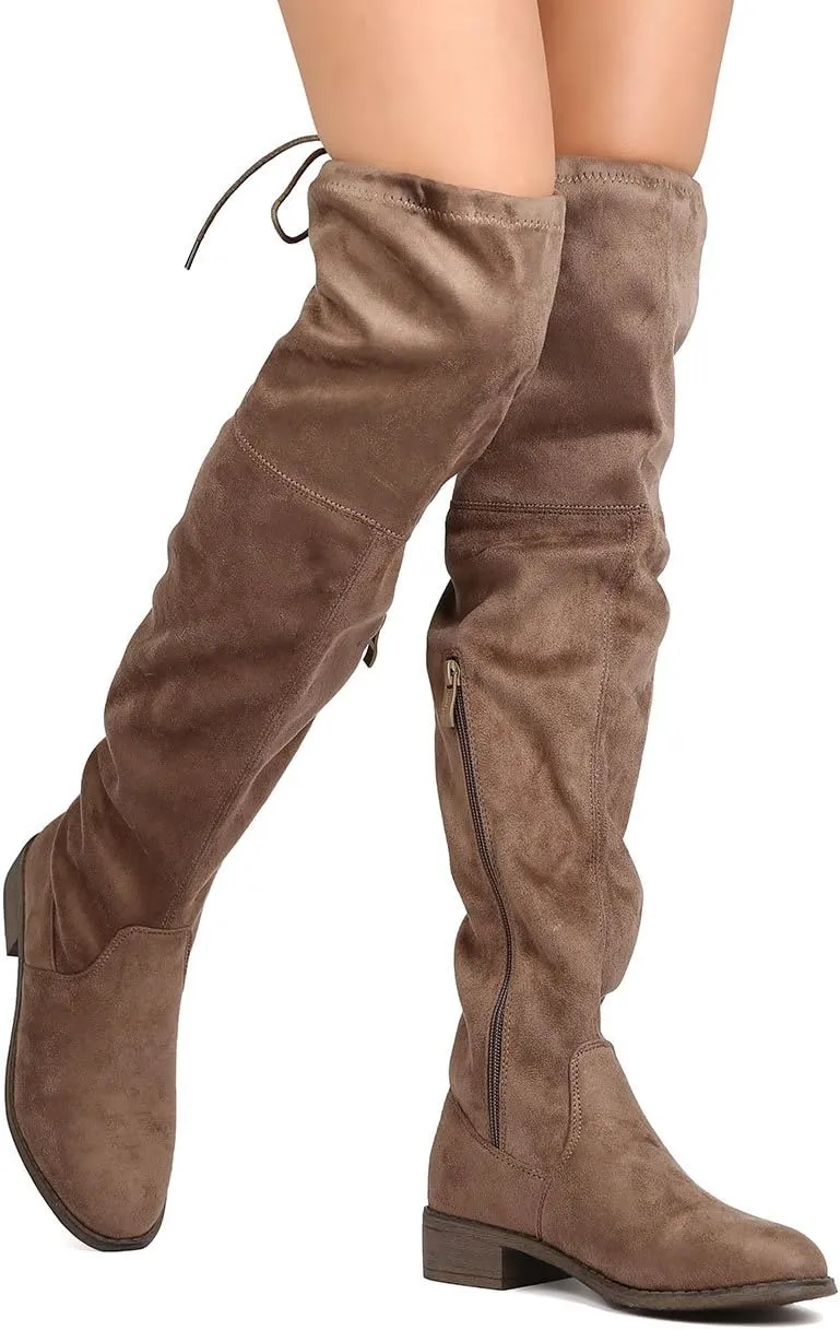 Women's Thigh High Flat Boots Stretchy Pull on Casual Boots by (TM)
