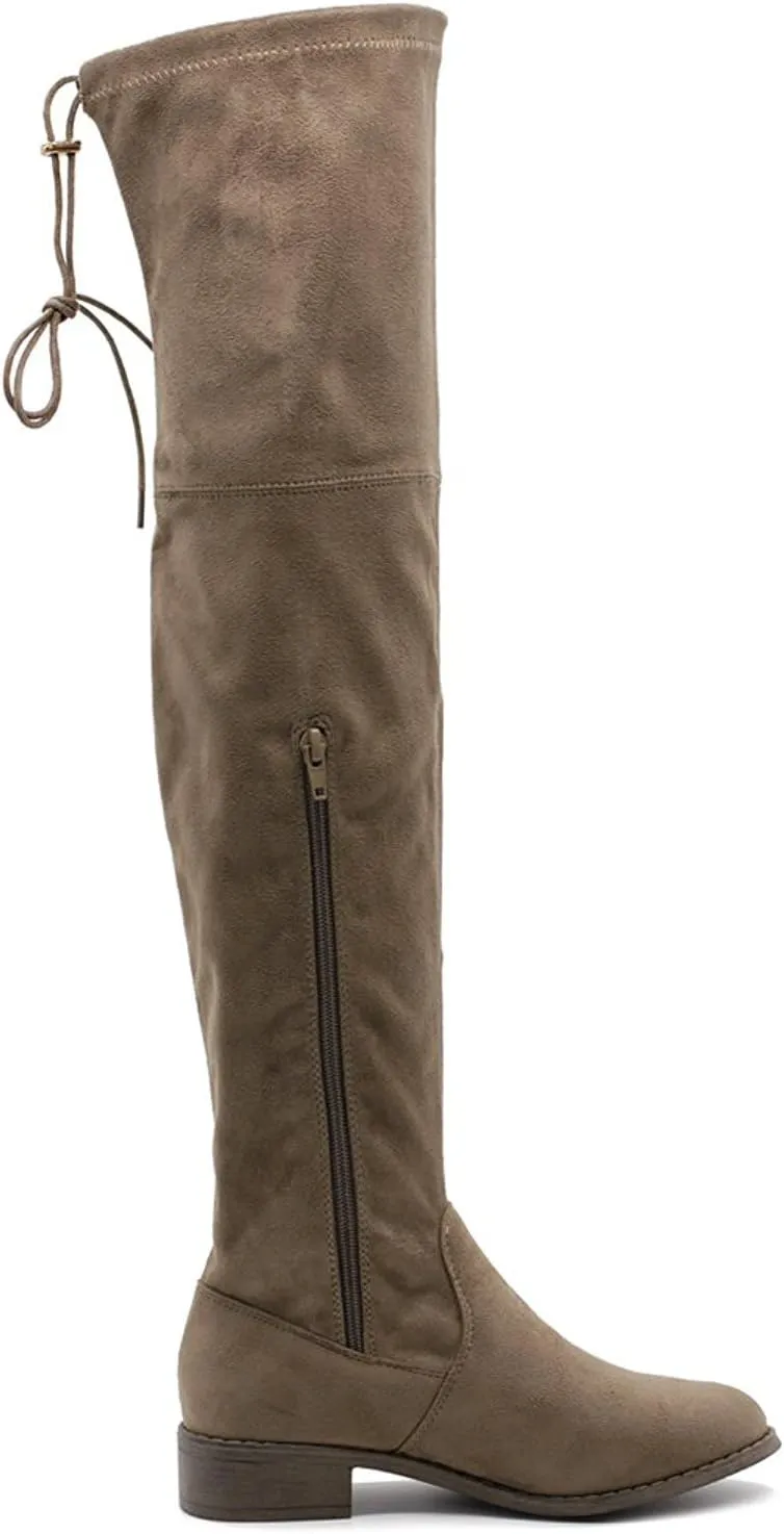 Women's Thigh High Flat Boots Stretchy Pull on Casual Boots by (TM)