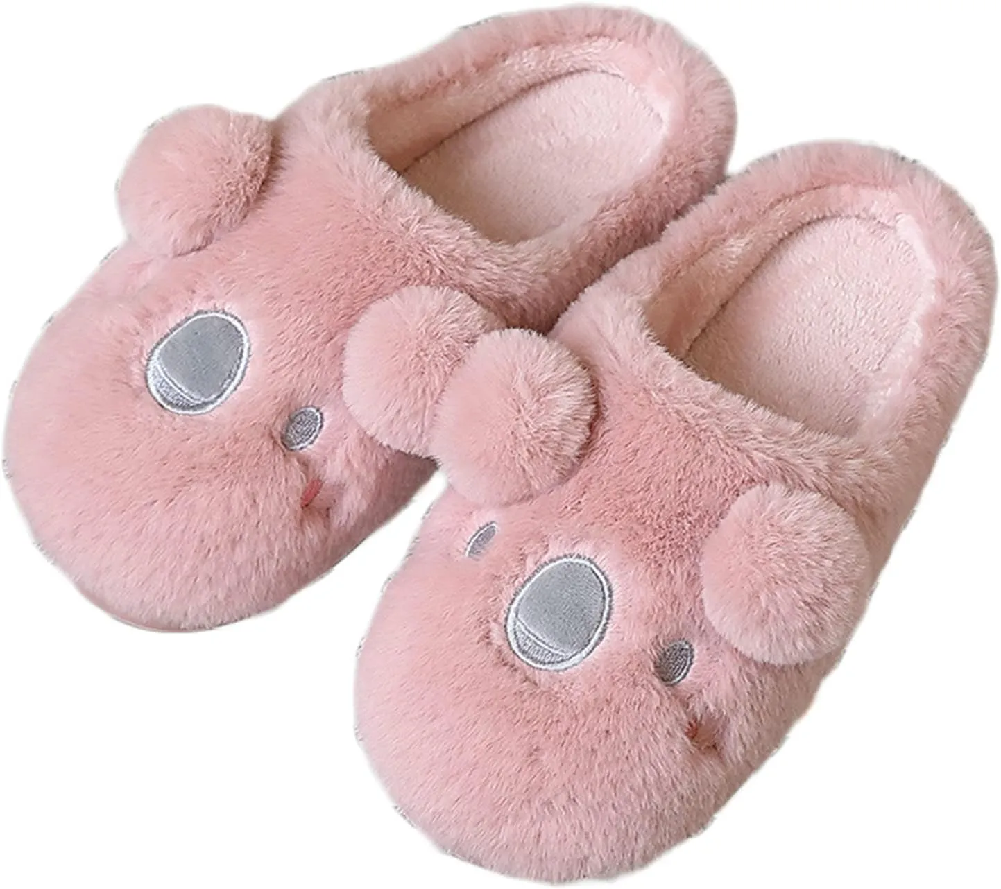 Womens Unisex Warm Fuzzy Soft Plush House Slippers Cute Sleeping Koala Animal Bedroom Home Shoes with Non-Slip Waterproof Rubber Sloe Indoor