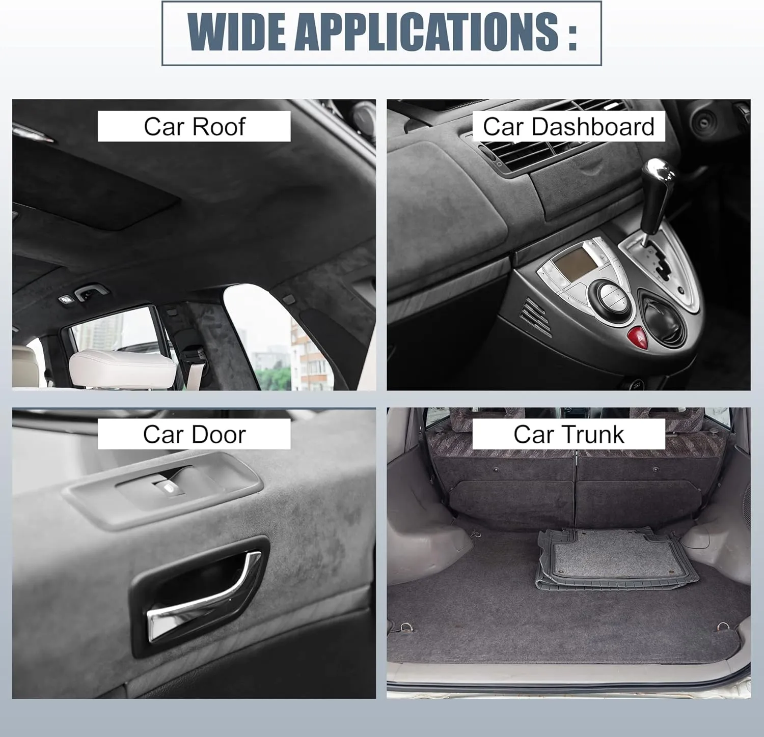 X AUTOHAUX Suede Headliner Fabric 79" Length x 60" Width Foam Backed for Car Truck RV SUV Interior Trim Protect Aging Broken Faded DIY Repair Black