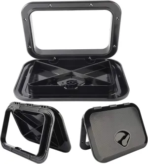 YaeMarine Marine Access Hatch Boat Deck Hatch Lid Access Hatch & Lid 10-5/8" x 14-3/4" RV (270mm x 375mm) Black