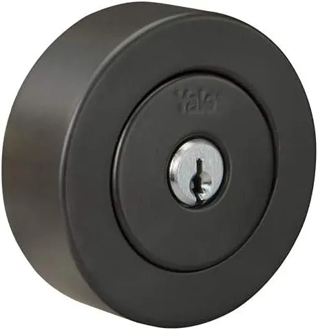 Yale Home Flat Round Single Cylinder, Black Suede Deadbolt