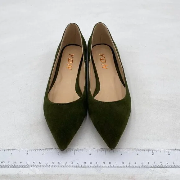 YDN Comfortable Suede Flats Shoes Pointed Closed Toe Slip On Ballet Flats Poin