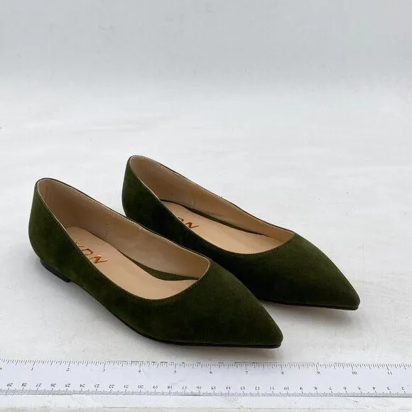 YDN Comfortable Suede Flats Shoes Pointed Closed Toe Slip On Ballet Flats Poin