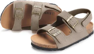 ZUSERIS Kids Toddler Sandals Boys Girls Cork Footbed Sandal Comfort Double Buckle Slip On Slippers with Adjustable Back Strap