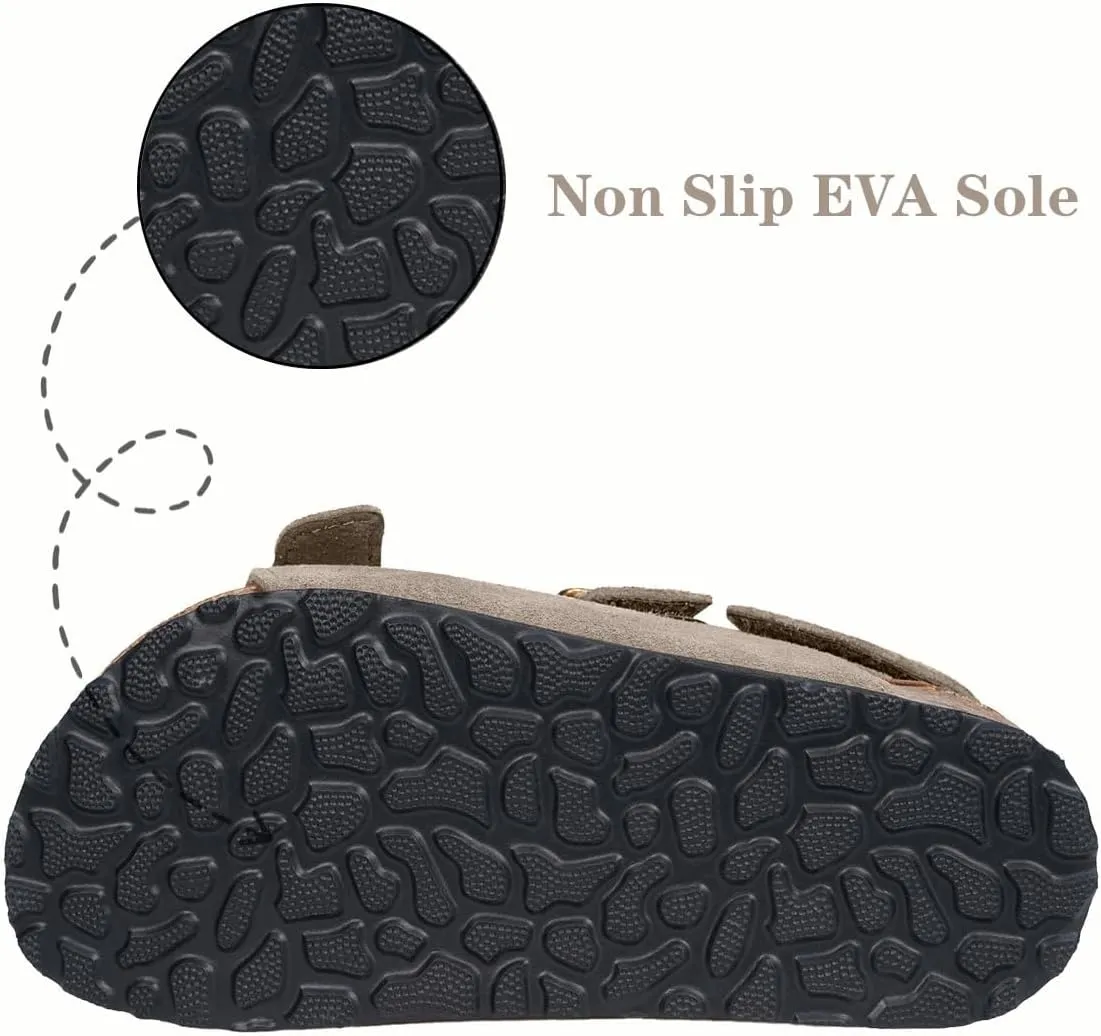 ZUSERIS Kids Toddler Sandals Boys Girls Cork Footbed Sandal Comfort Double Buckle Slip On Slippers with Adjustable Back Strap